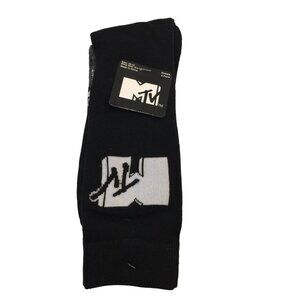 MTV Men's Crew Socks Size 10-13 Set of 2 Abstract Faces Black Gray